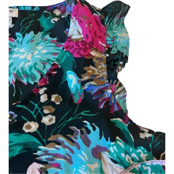 J.Crew Printed Black Turquoise Pink Floral Ruffle Sleeve Pullover Top NWOT - Picture 11 of 13